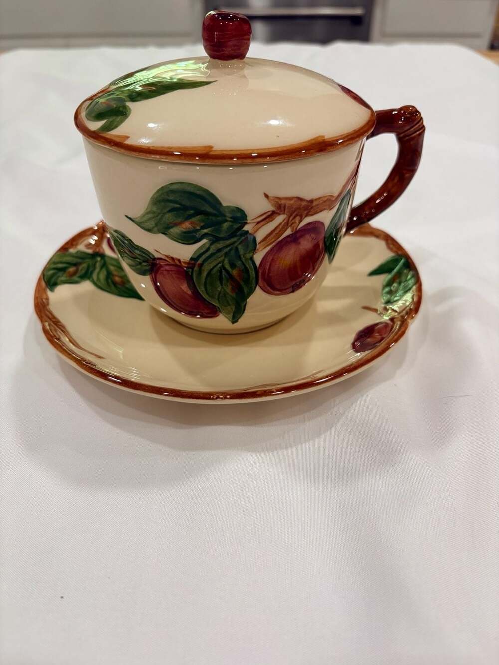 Franciscan Apple Covered Cream Soup Cup & Saucer | California Pottery | USA